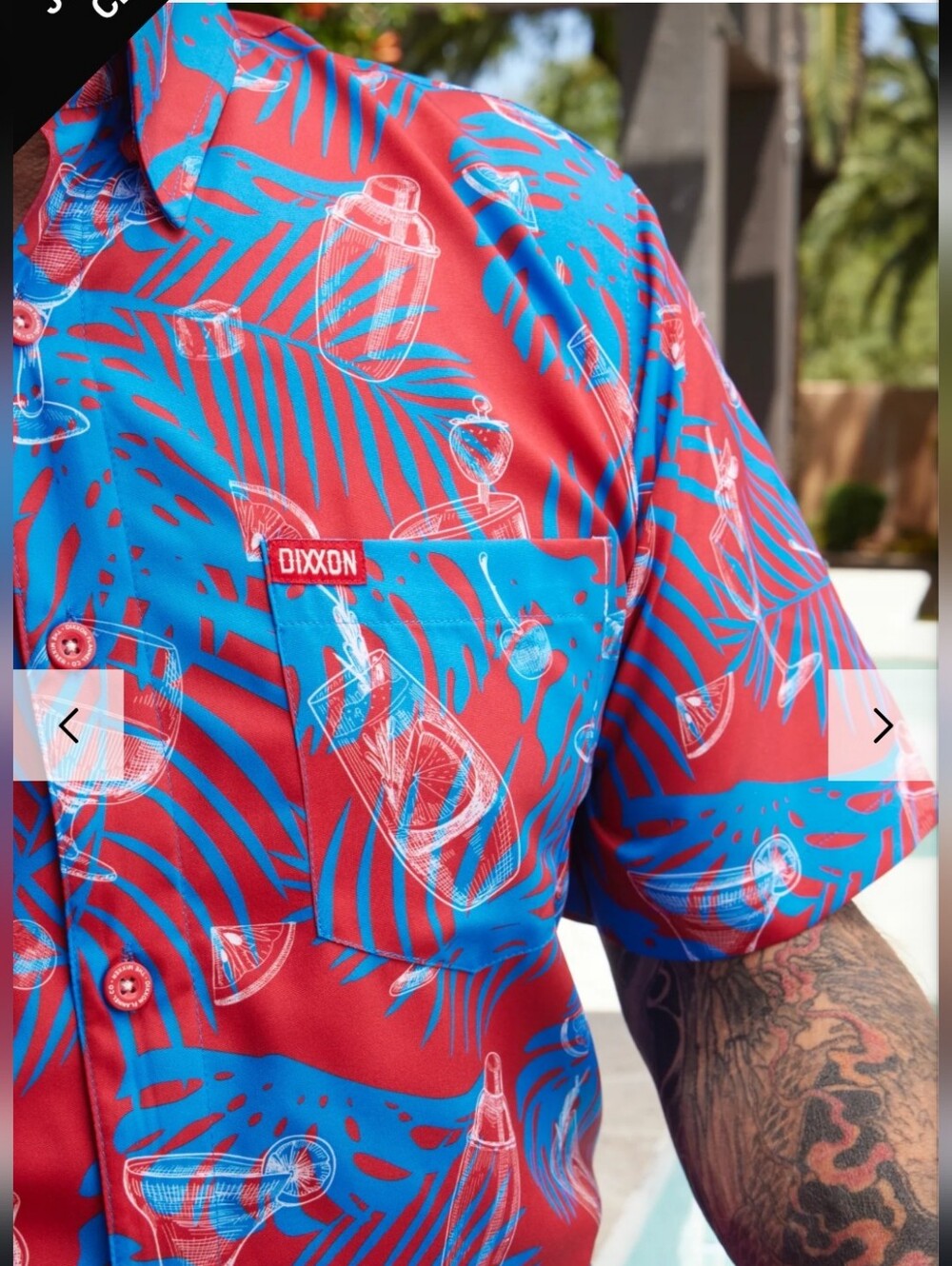 🍹DIXXON Red and Blue Tropical Cocktail Print Button-Down Shirt! XL streetwear